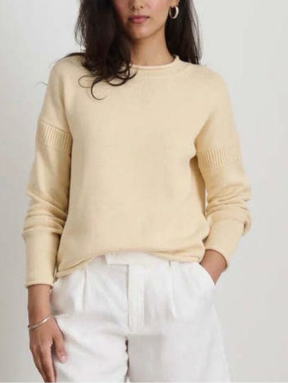 ALEX MILL mariner roll neck sweater pale oak beige cotton heritage size XS NWOT